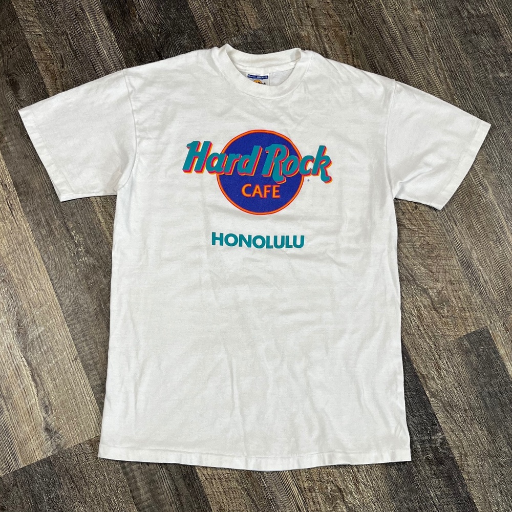 Vintage Hard Rock Cafe Shirt Size Medium Honolulu 1980s White 90s Destination